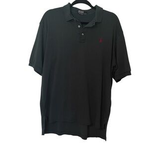Ralph Lauren Polo Shirt 100% Soft Cotton Dark Green Red Emblem Size Large EUC
